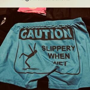 Blue Caution Graphic Boxers
